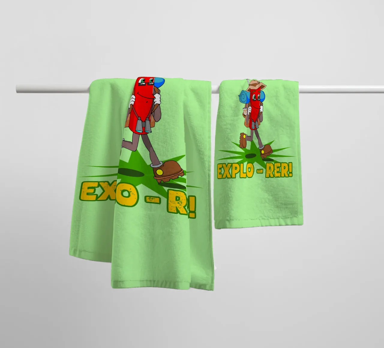 Explo-rer Funny Adventures Hiker and Excursion towel by sillyindustries