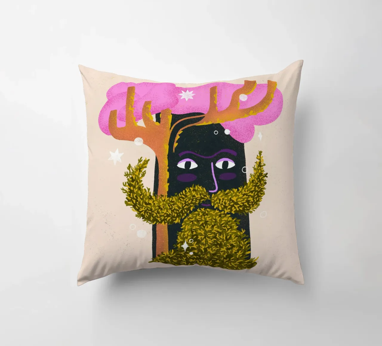 Albero magico con barba di muschio illustrazione cuscino da Bold & Beautiful