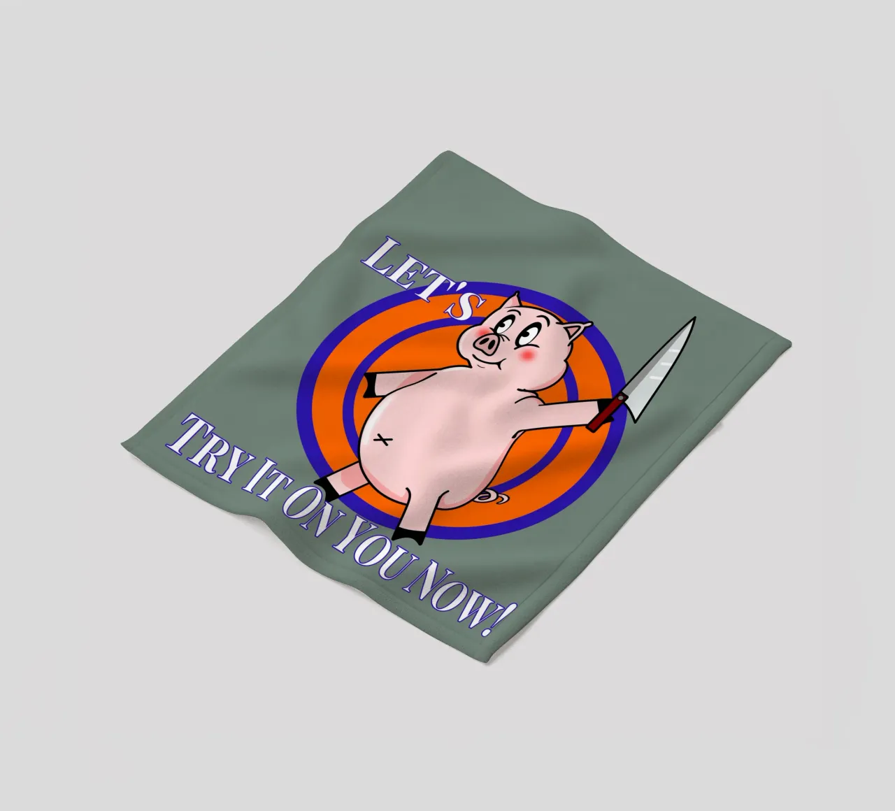 Let's Try It on You Cartoon Pig fleece blanket by sillyindustries