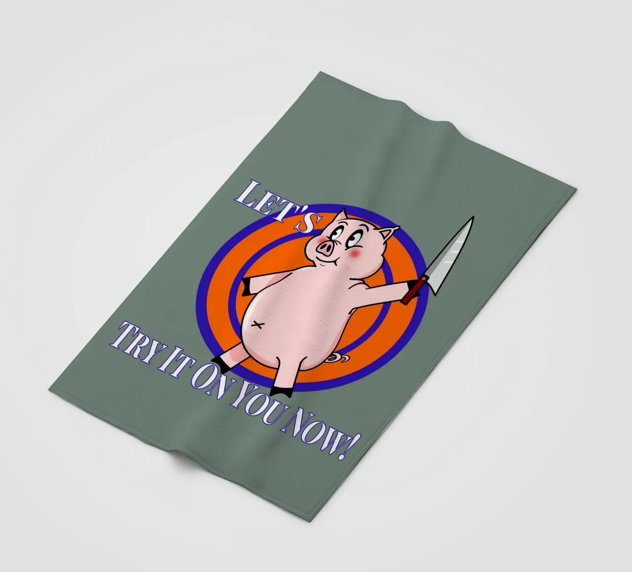 Let's Try It on You Cartoon Pig fleece blanket by sillyindustries