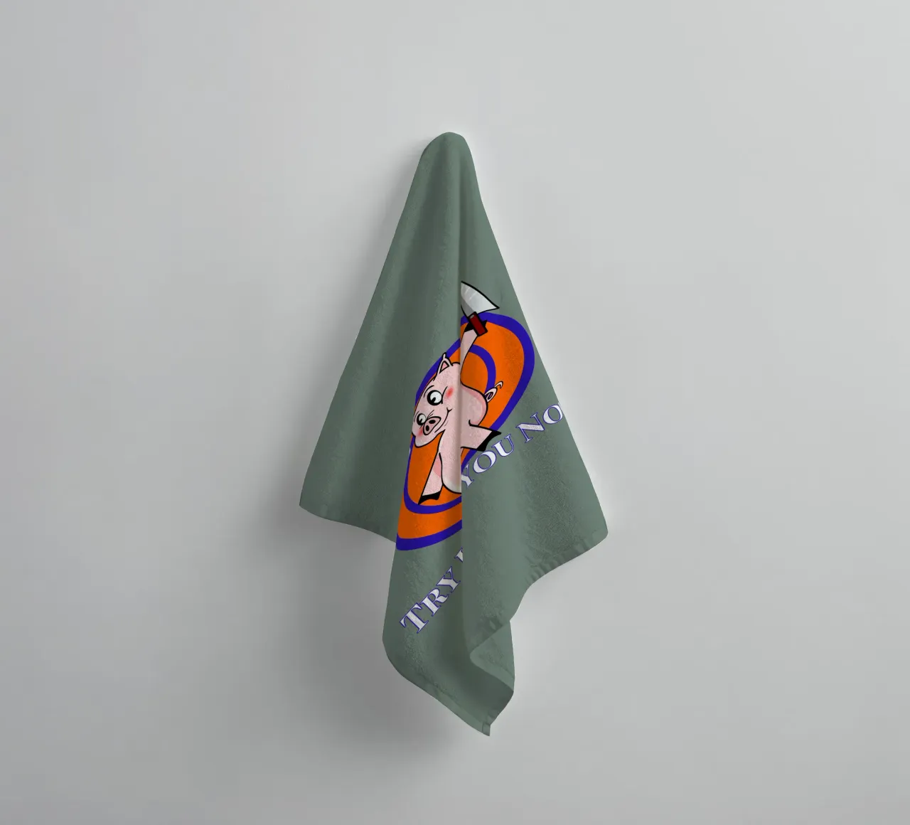 Let's Try It on You Cartoon Pig towel by sillyindustries