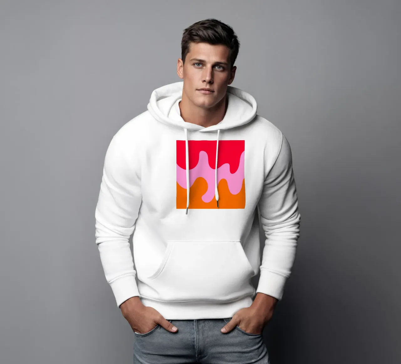 Forme astratte e moderne - rosa, arancione, rosso felpa con cappuccio da Wackapacka