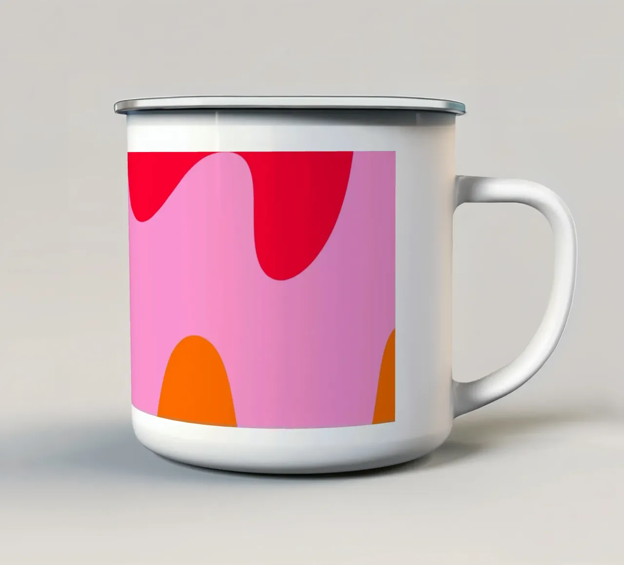 Forme astratte e moderne - rosa, arancione, rosso tazza in smalto da Wackapacka