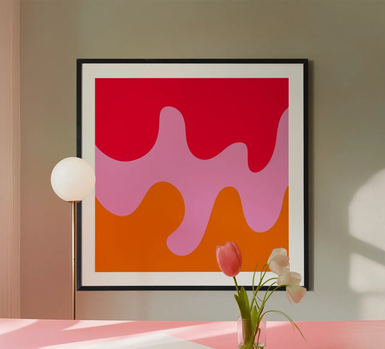 Forme astratte e moderne - rosa, arancione, rosso carta hahnemühle da Wackapacka