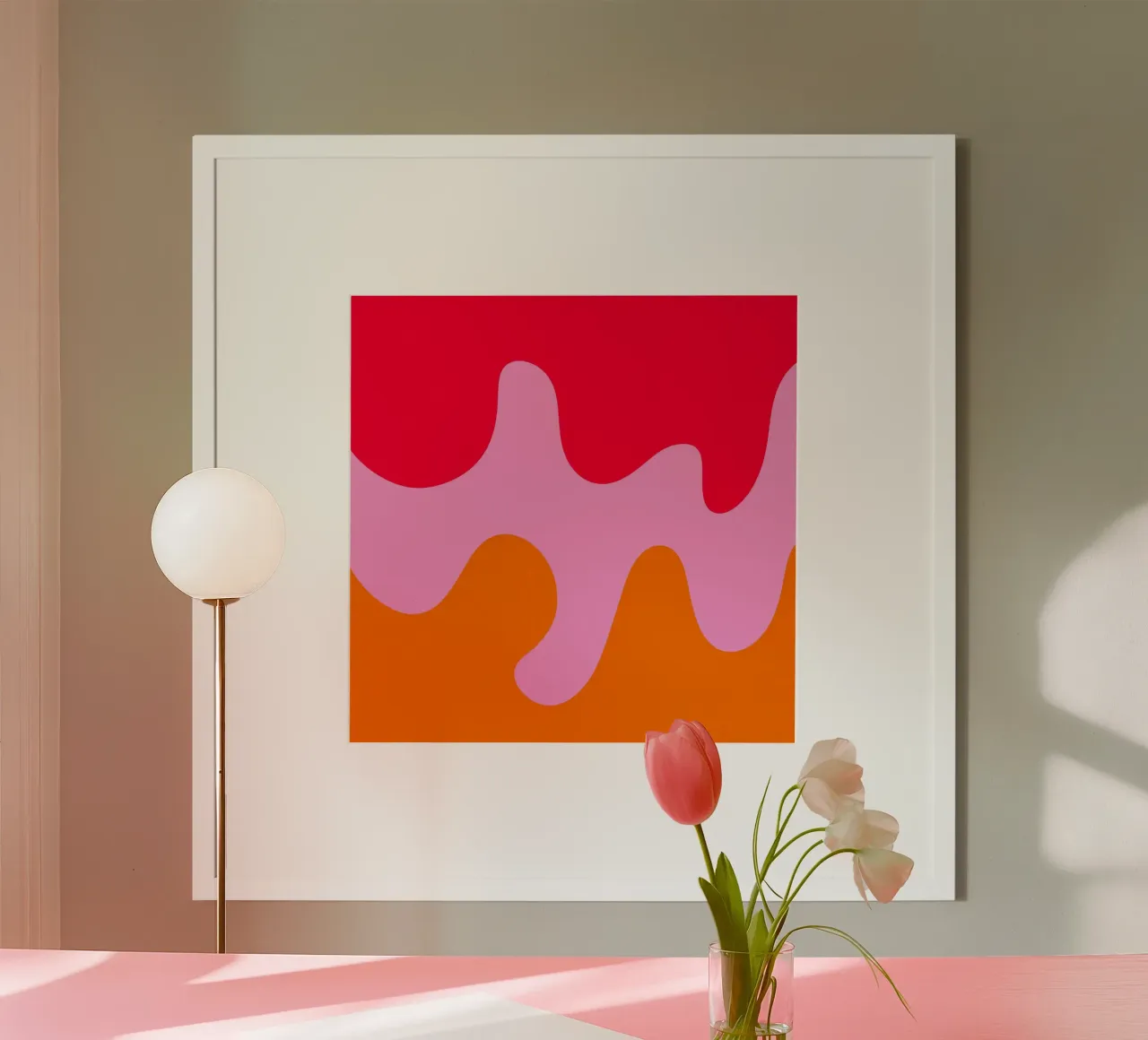 Forme astratte e moderne - rosa, arancione, rosso carta hahnemühle da Wackapacka