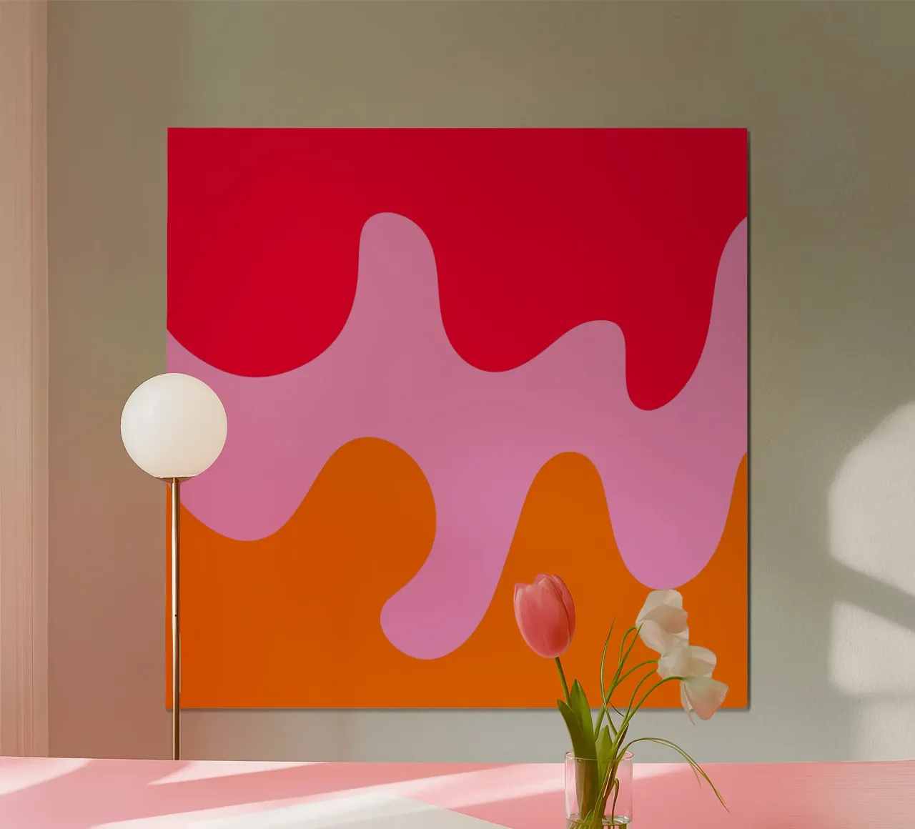 Forme astratte e moderne - rosa, arancione, rosso carta hahnemühle da Wackapacka