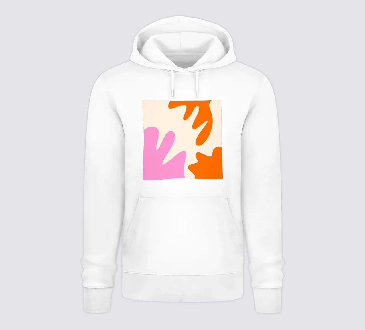 Forme astratte e moderne - rosa, arancione e crema felpa con cappuccio da Wackapacka