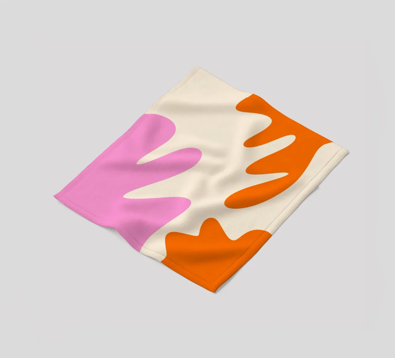 Abstract modern shapes - pink, orange and cream fleece blanket by Wackapacka