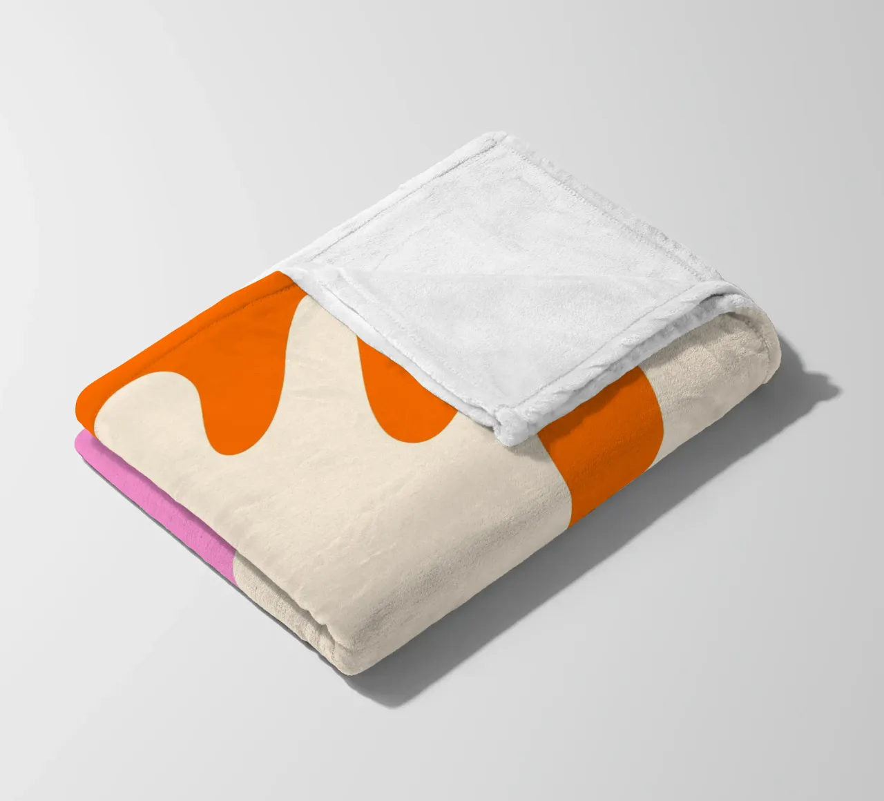 Abstract modern shapes - pink, orange and cream fleece blanket by Wackapacka