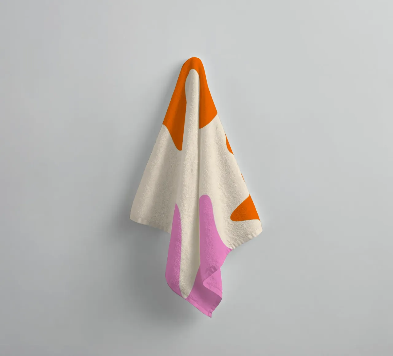 Abstract modern shapes - pink, orange and cream towel by Wackapacka