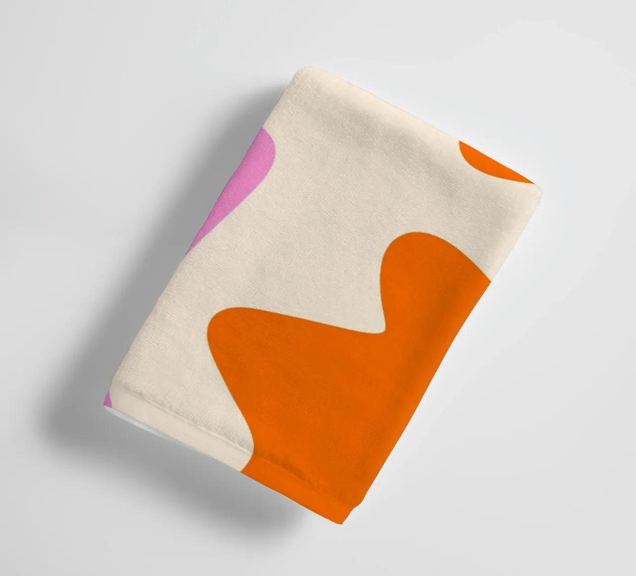 Abstract modern shapes - pink, orange and cream towel by Wackapacka