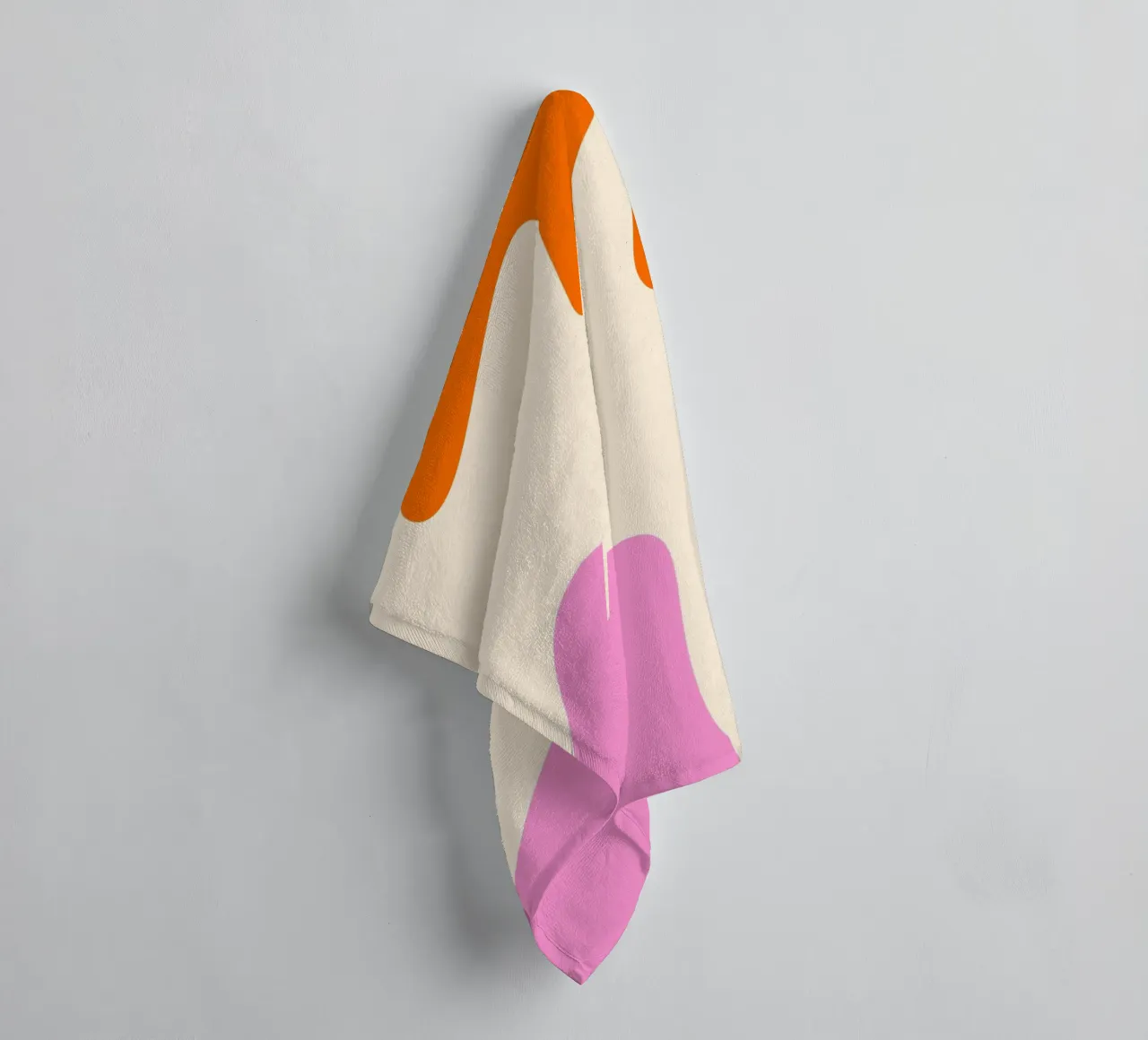 Abstract modern shapes - pink, orange and cream towel by Wackapacka