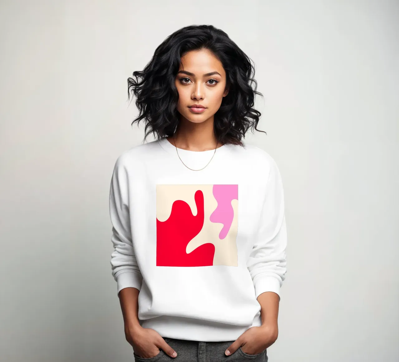Forme astratte e moderne - rosa, crema, rosso felpa da Wackapacka