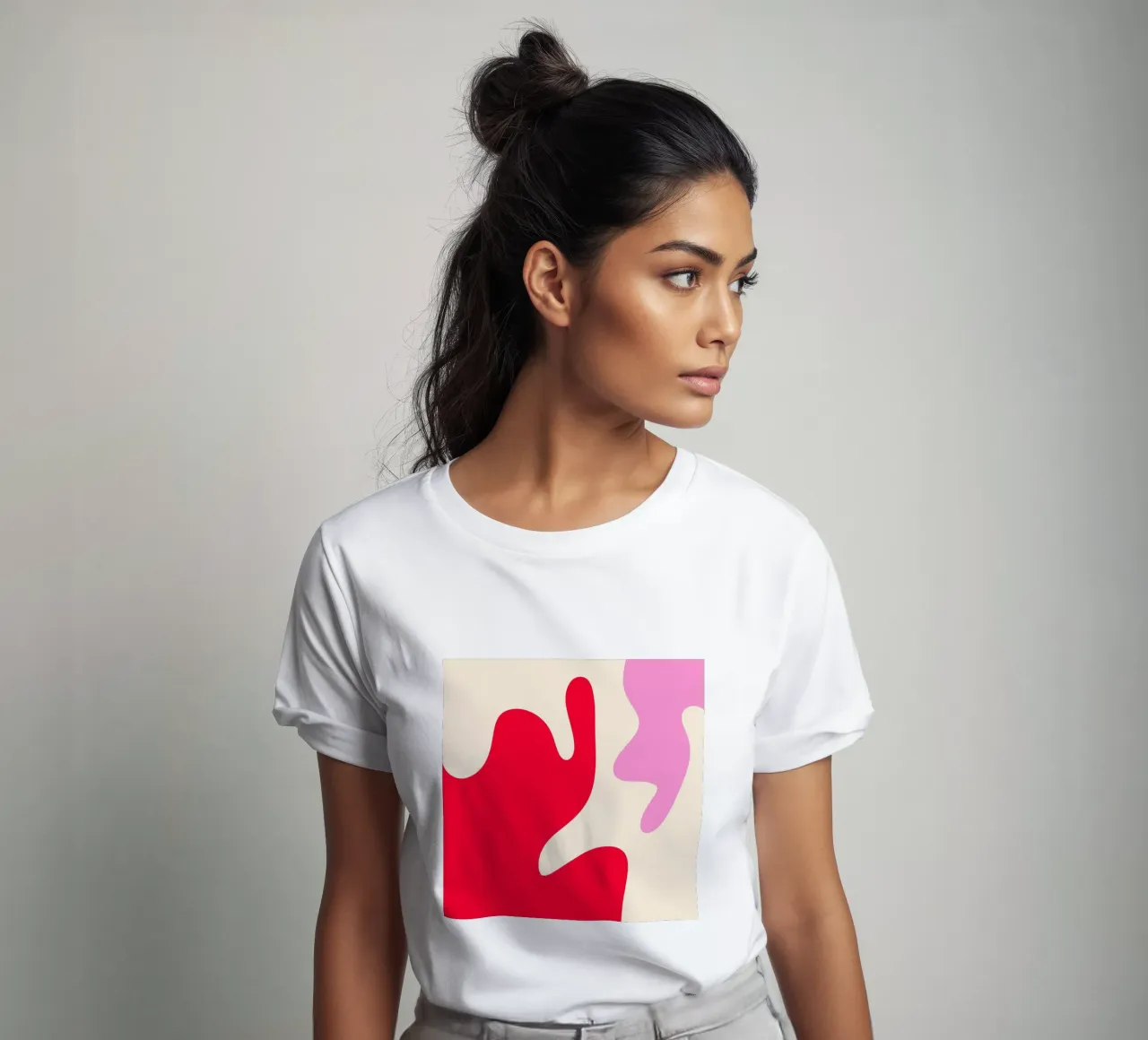Abstrakte moderne Formen - rosa, creme, rot T-Shirt von Wackapacka