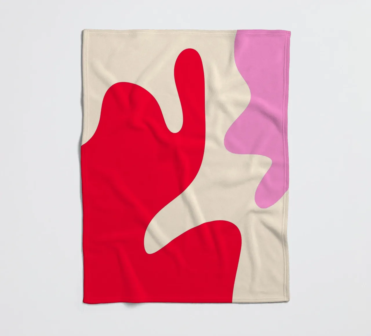 Forme astratte e moderne - rosa, crema, rosso coperta in pile da Wackapacka