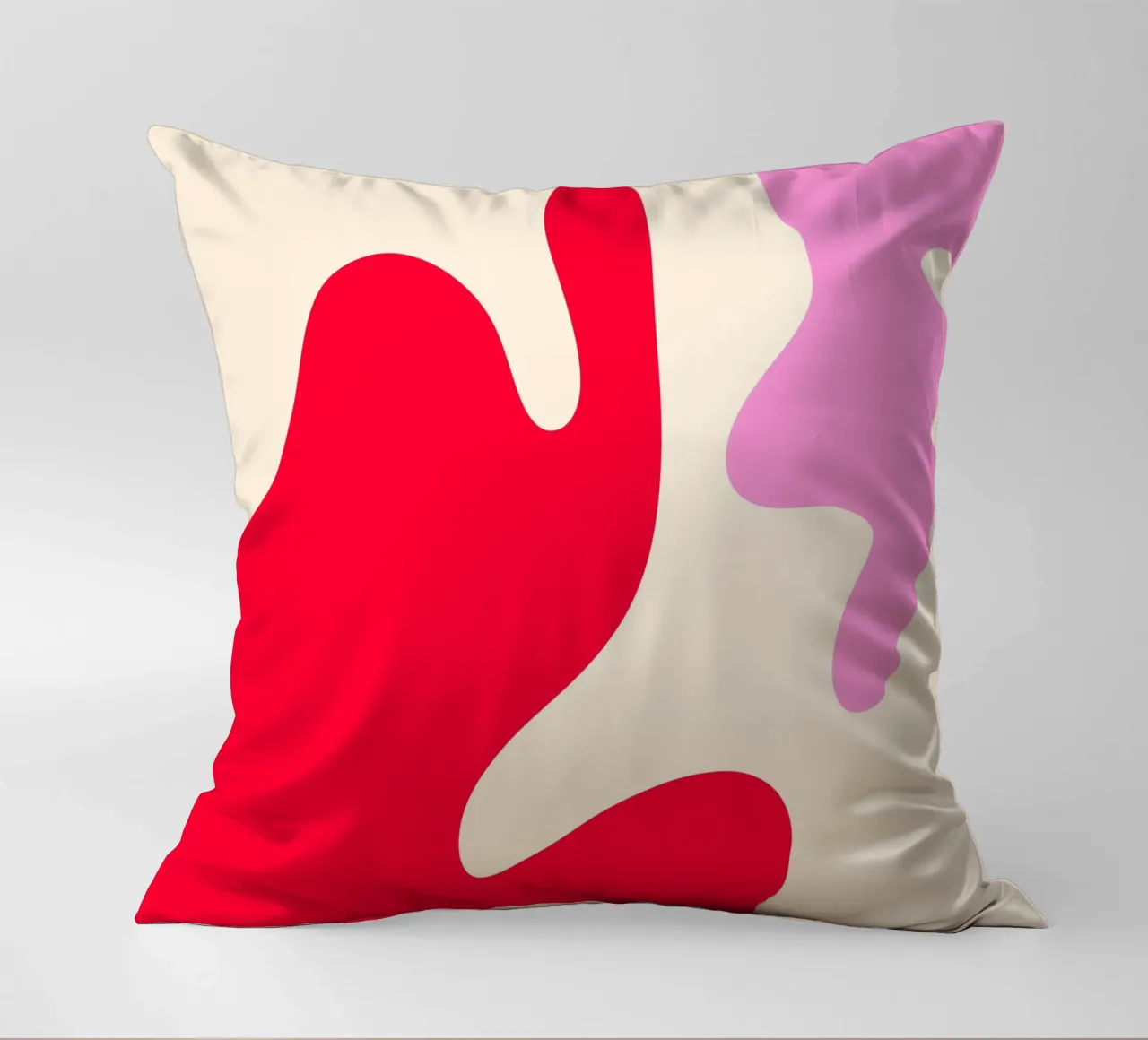 Forme astratte e moderne - rosa, crema, rosso cuscino da Wackapacka