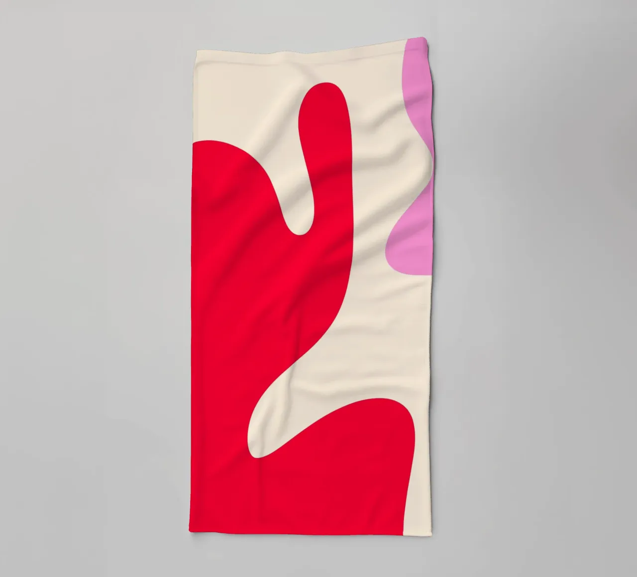 Abstract modern shapes - pink, cream, red towel by Wackapacka