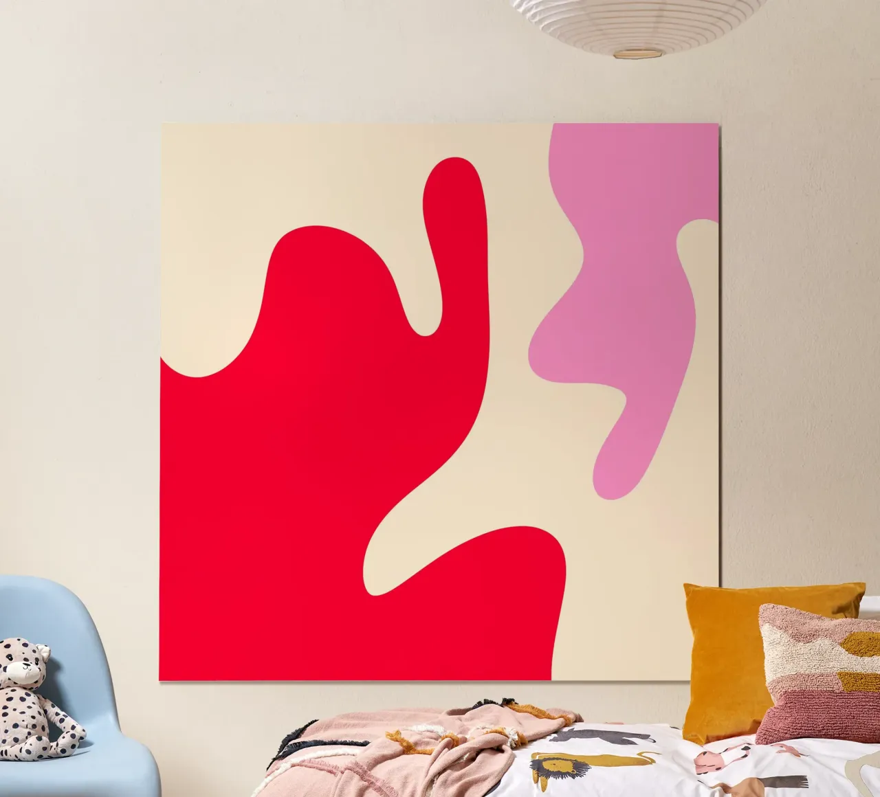 Abstract modern shapes - pink, cream, red hahnemühle by Wackapacka