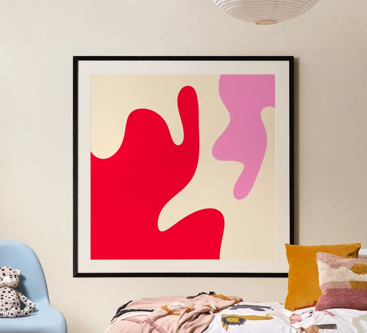 Abstract modern shapes - pink, cream, red hahnemühle by Wackapacka
