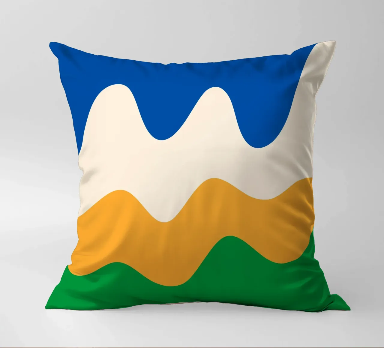 Forme astratte e moderne - blu, verde, giallo e crema cuscino da Wackapacka