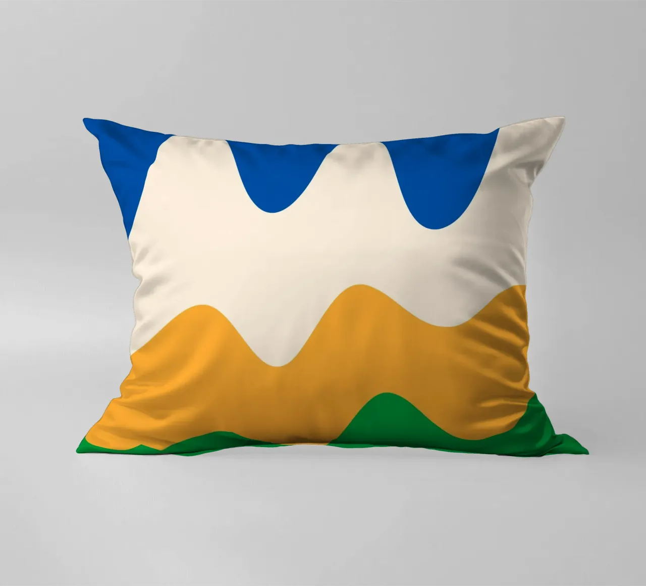Forme astratte e moderne - blu, verde, giallo e crema cuscino da Wackapacka