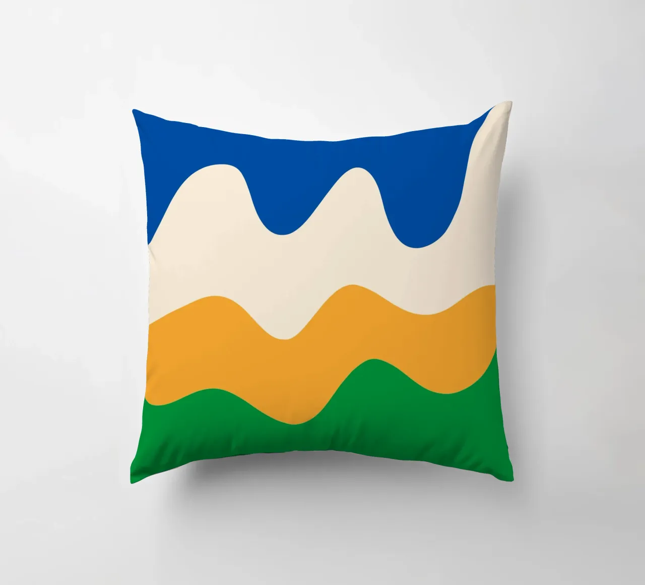 Forme astratte e moderne - blu, verde, giallo e crema cuscino da Wackapacka