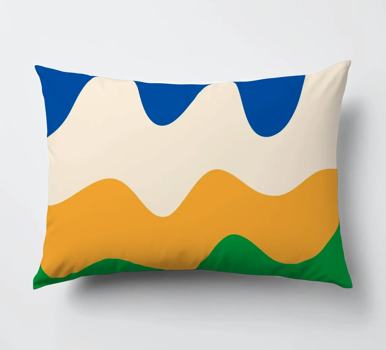 Forme astratte e moderne - blu, verde, giallo e crema cuscino da Wackapacka