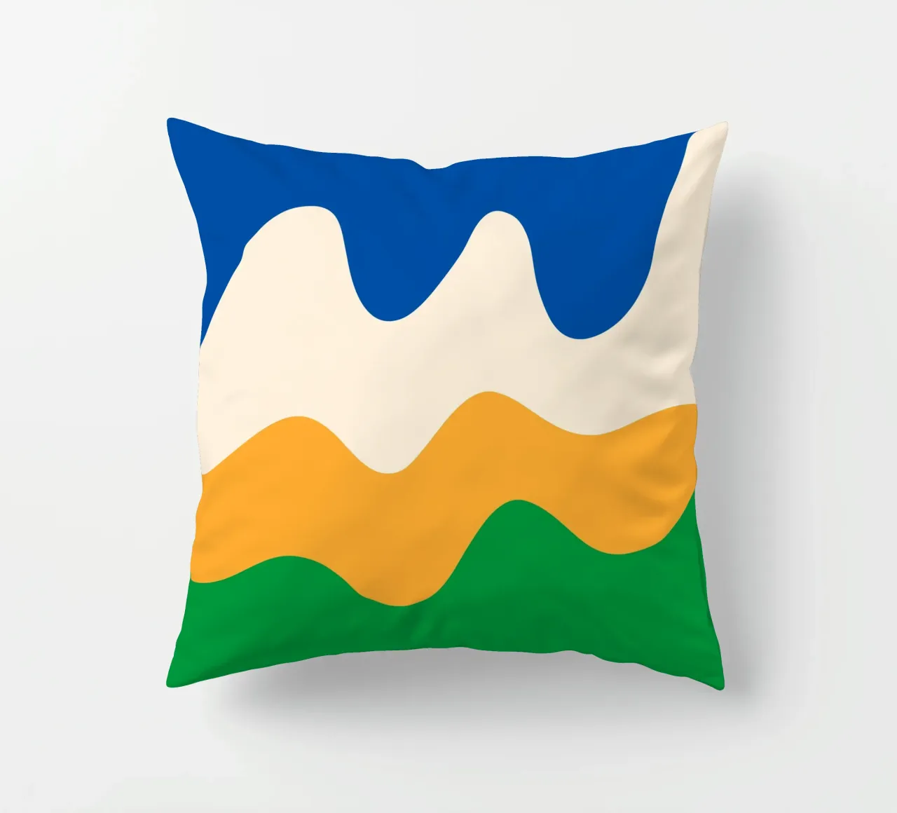 Forme astratte e moderne - blu, verde, giallo e crema cuscino da Wackapacka