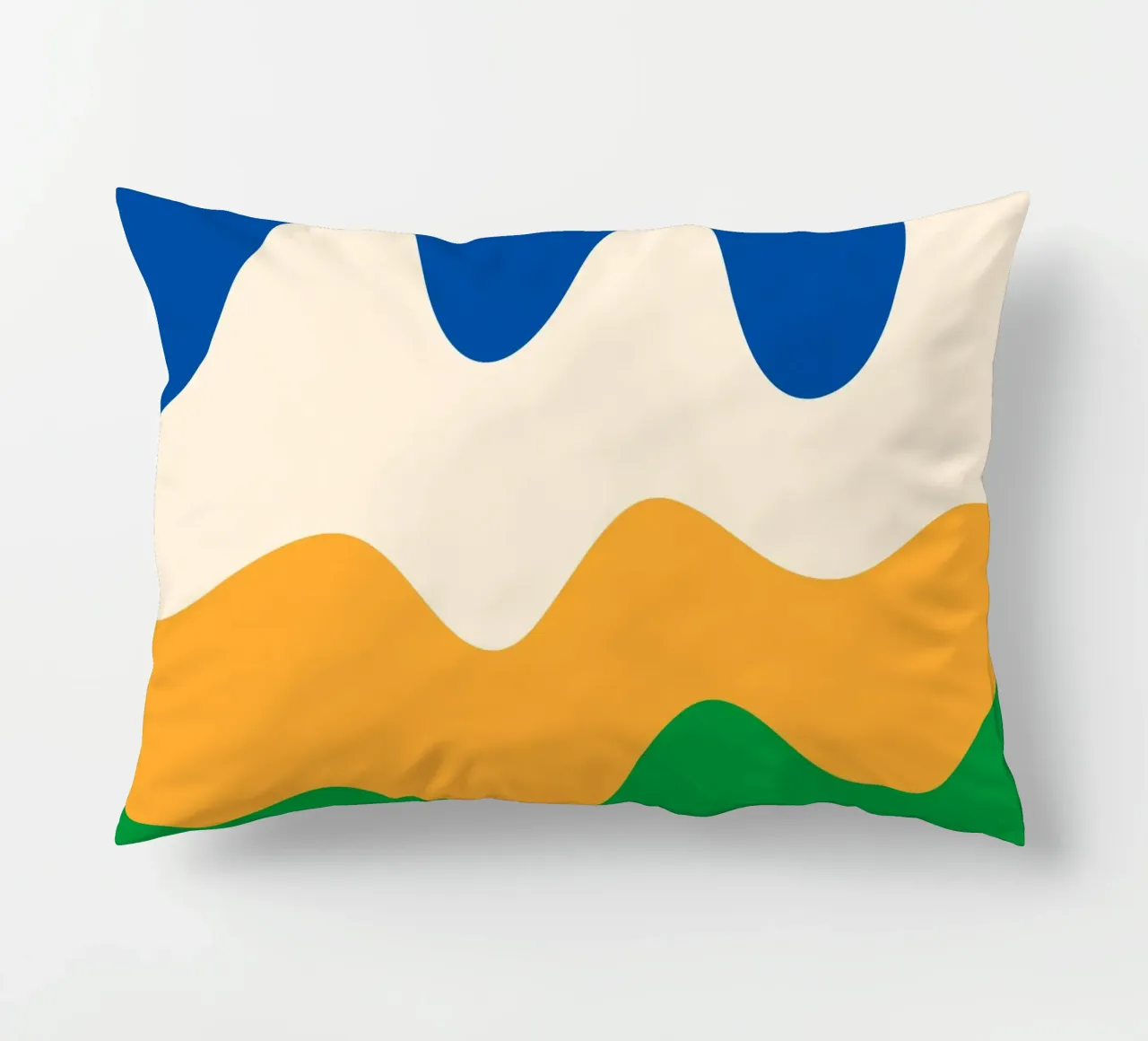 Forme astratte e moderne - blu, verde, giallo e crema cuscino da Wackapacka