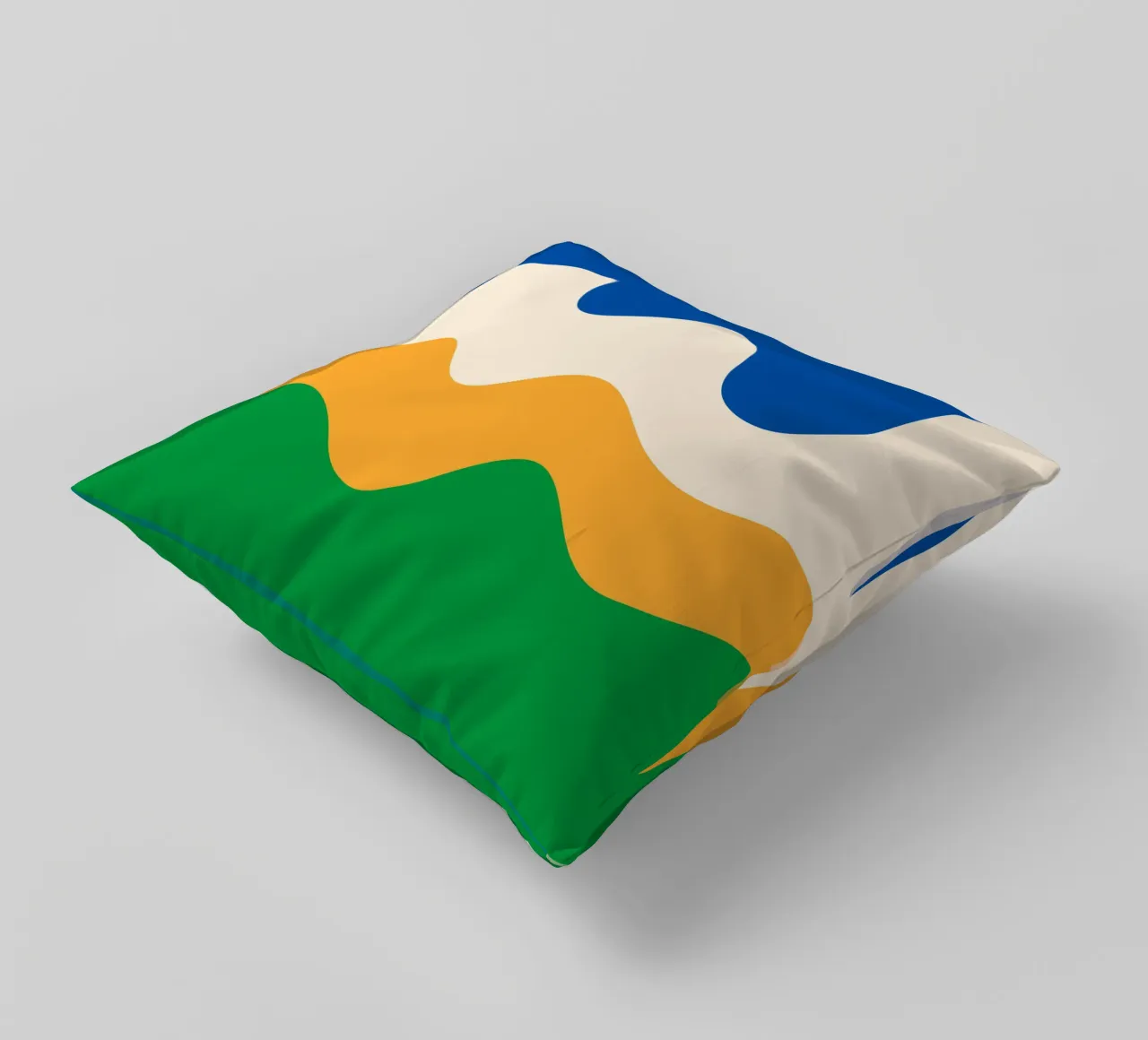 Forme astratte e moderne - blu, verde, giallo e crema cuscino da Wackapacka