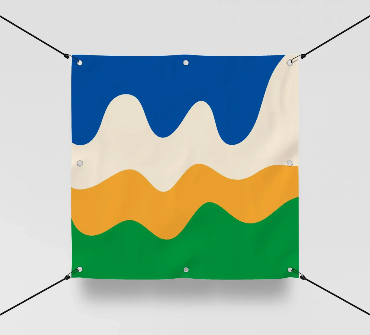 Forme astratte e moderne - blu, verde, giallo e crema telo in pvc da Wackapacka