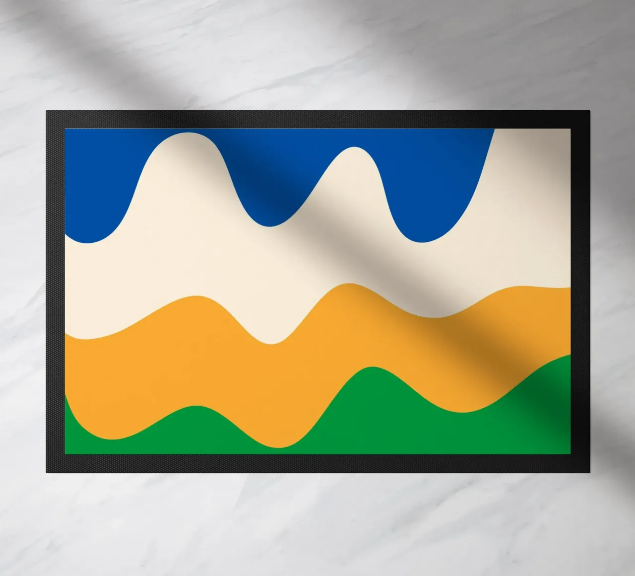 Forme astratte e moderne - blu, verde, giallo e crema zerbino da Wackapacka