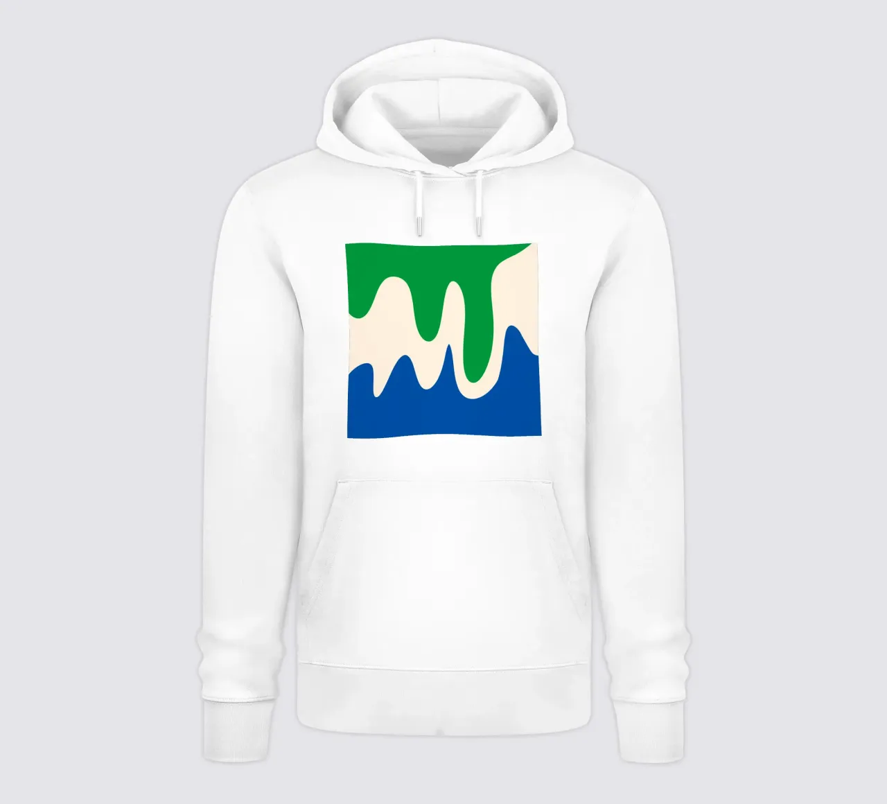 Forme astratte e moderne - verde, blu e crema felpa con cappuccio da Wackapacka