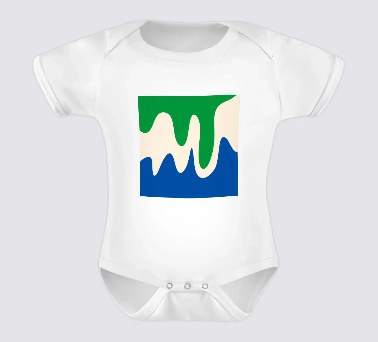 Forme astratte e moderne - verde, blu e crema body neonato maniche corte da Wackapacka