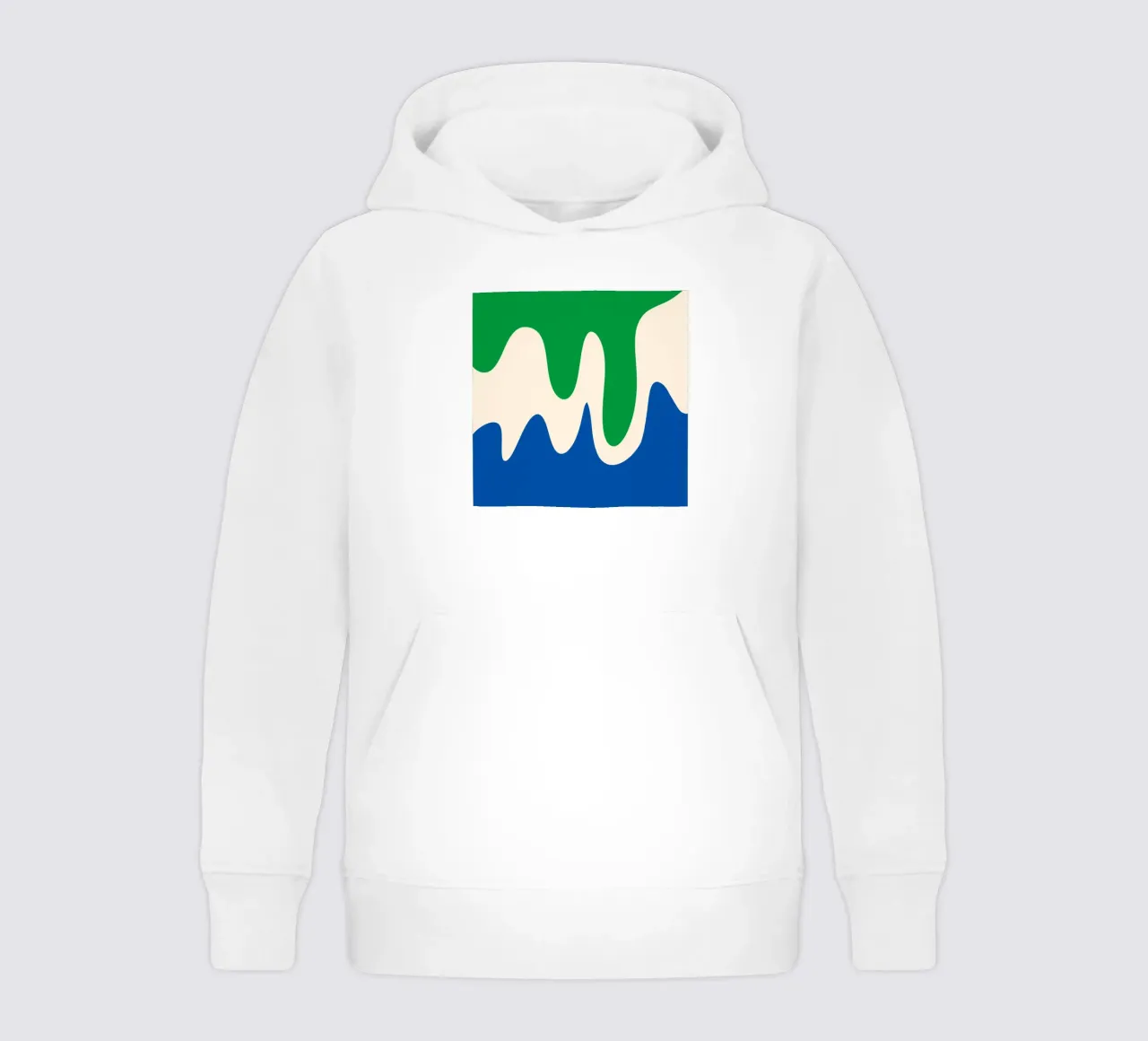 Forme astratte e moderne - verde, blu e crema felpa bambino con cappuccio da Wackapacka