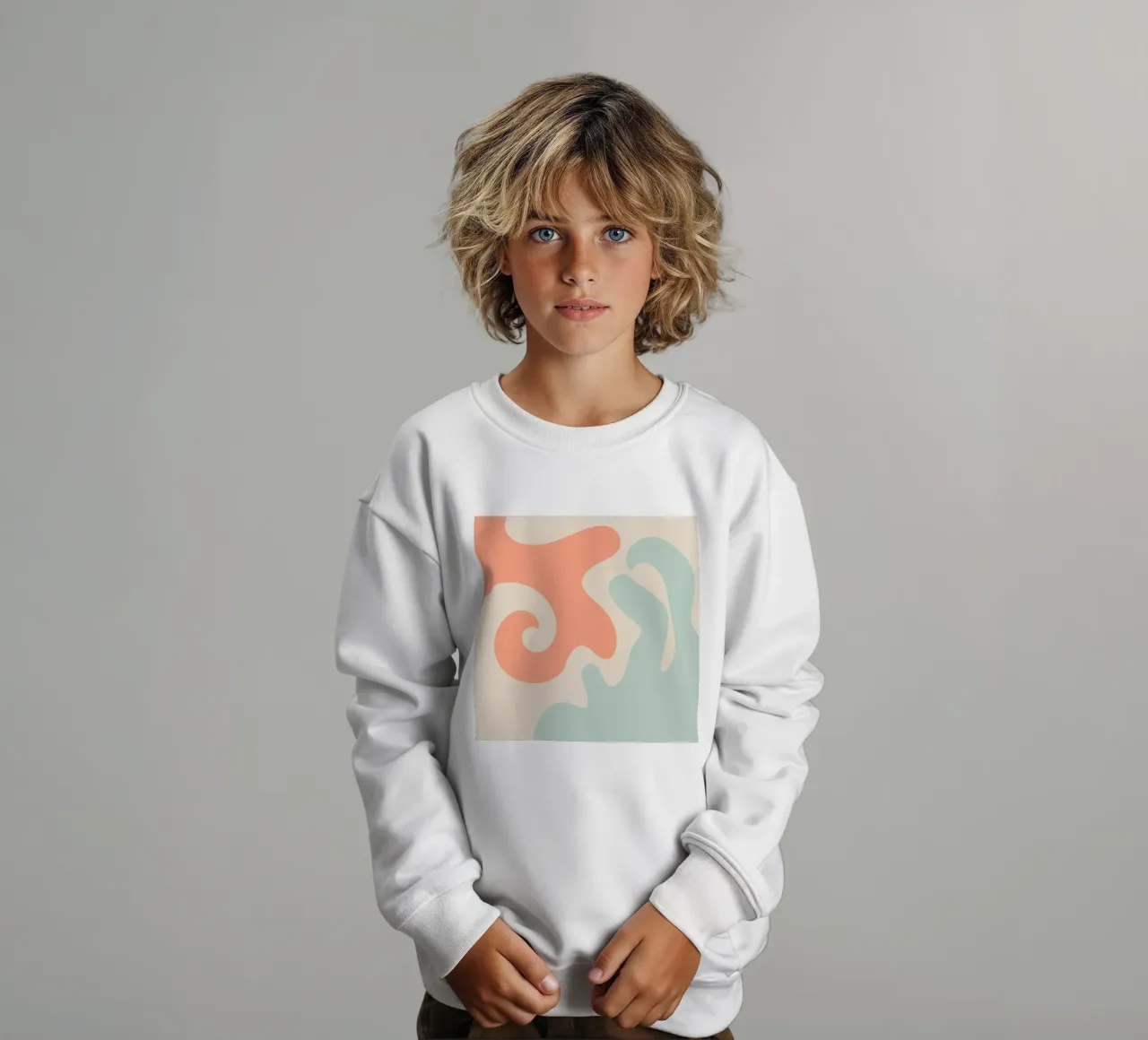Forme astratte e moderne - corallo, blu, crema felpa bambino da Wackapacka