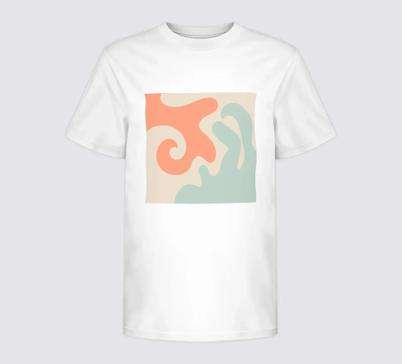 Abstract modern shapes - coral, blue, cream kids t-shirt by Wackapacka