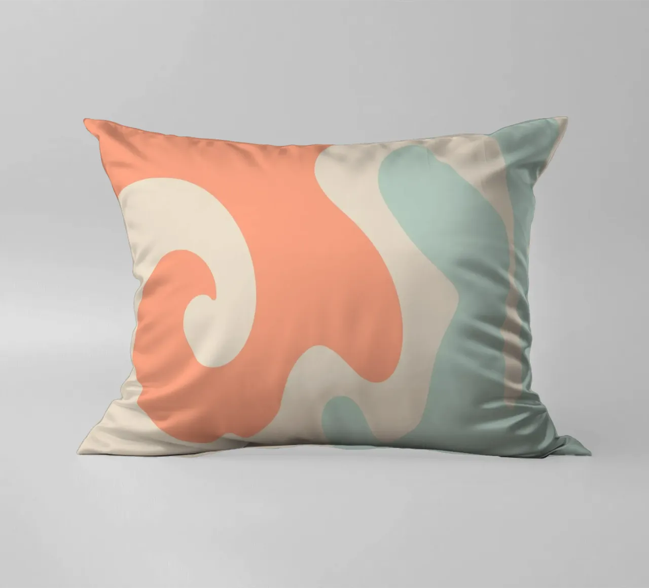 Forme astratte e moderne - corallo, blu, crema cuscino da Wackapacka