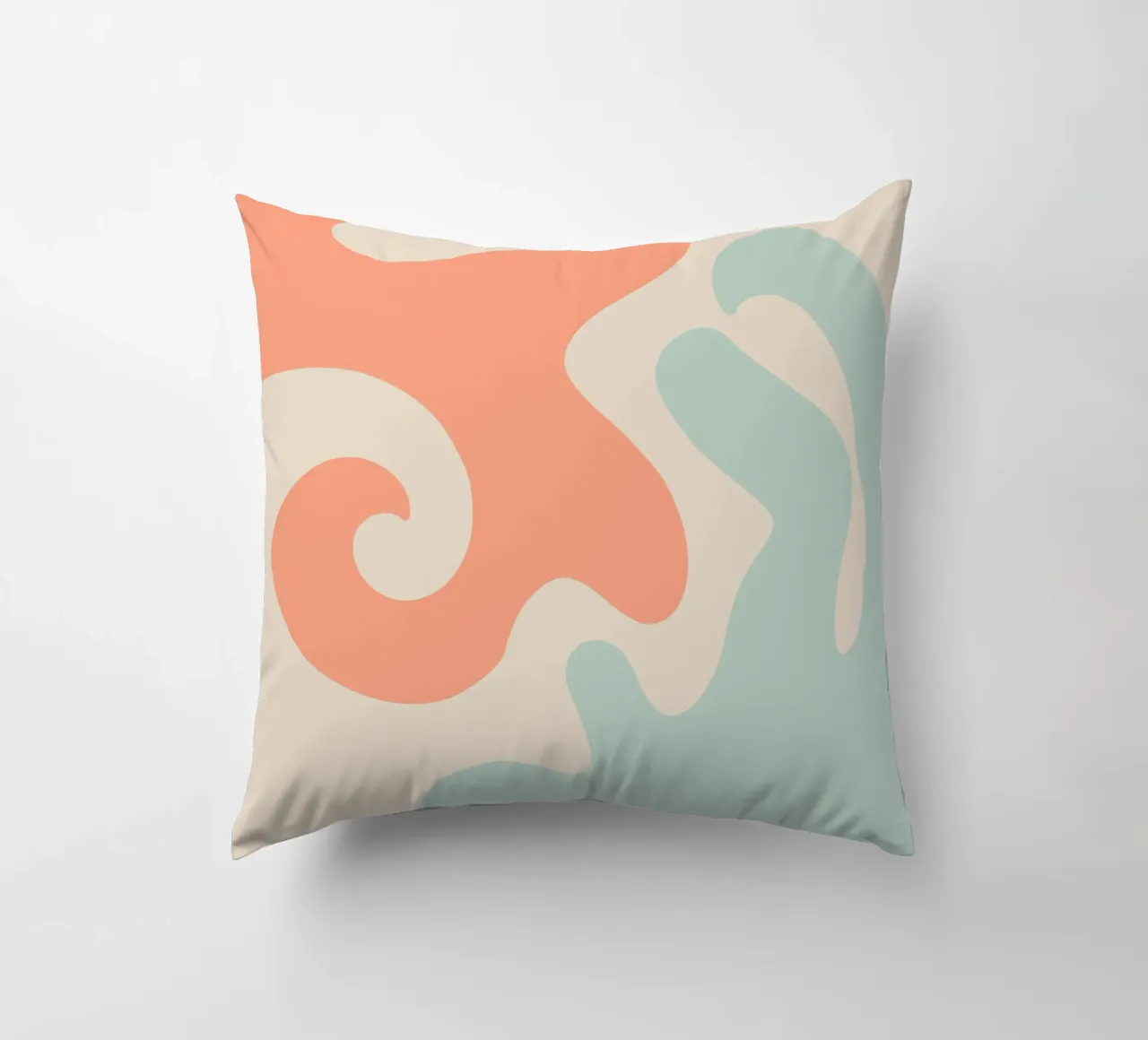 Forme astratte e moderne - corallo, blu, crema cuscino da Wackapacka