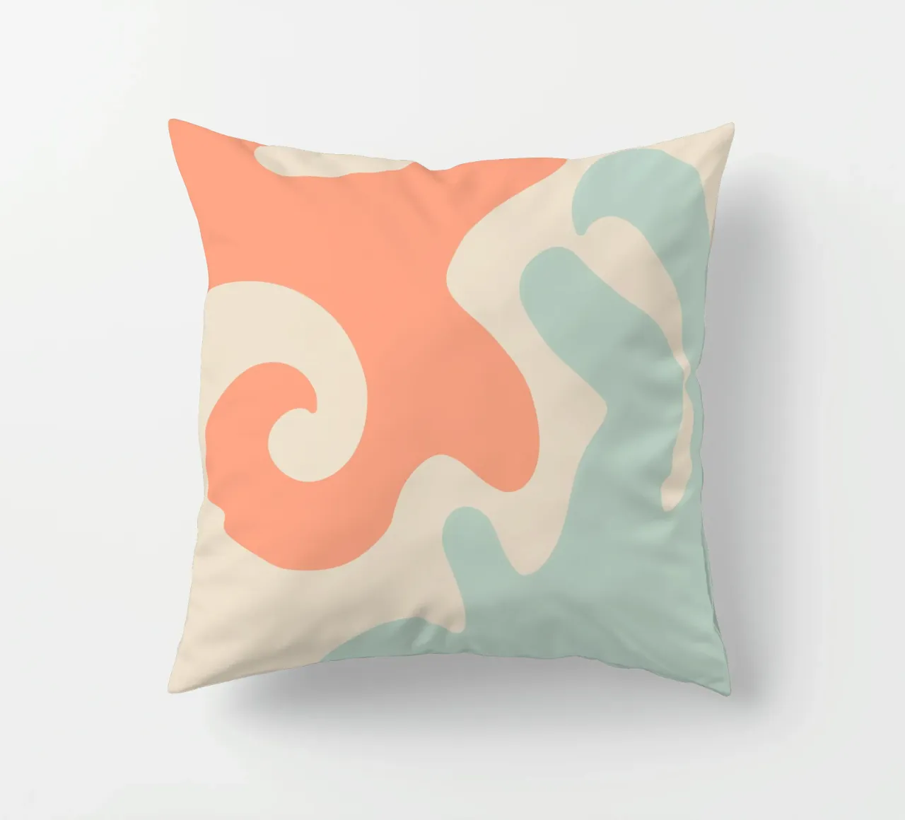 Forme astratte e moderne - corallo, blu, crema cuscino da Wackapacka