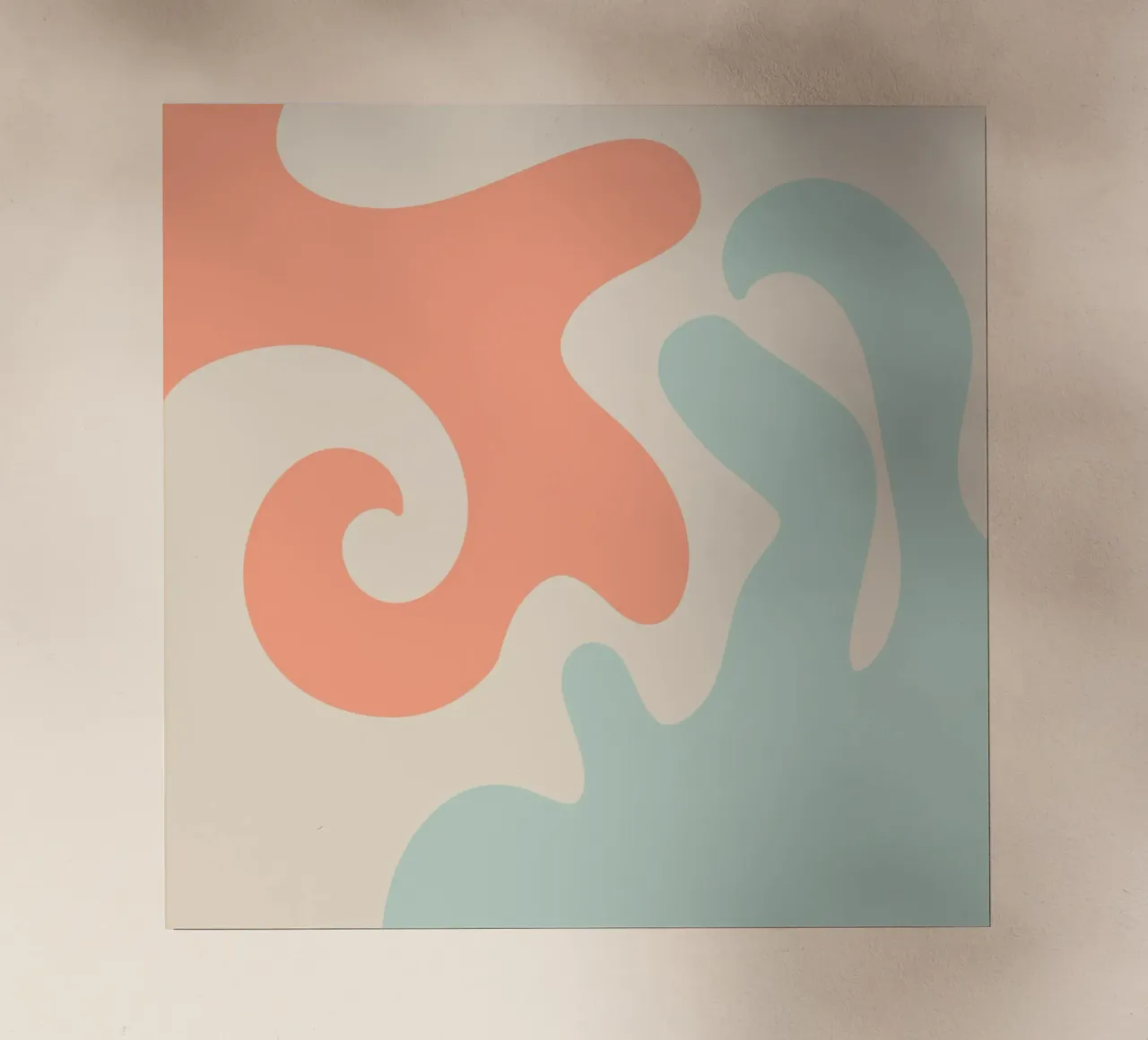 Abstract modern shapes - coral, blue, cream backlit film by Wackapacka