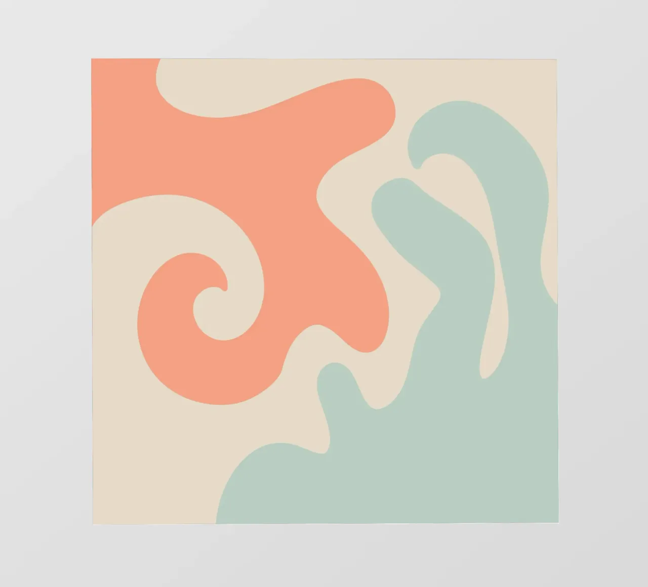 Abstract modern shapes - coral, blue, cream photo wallpaper by Wackapacka
