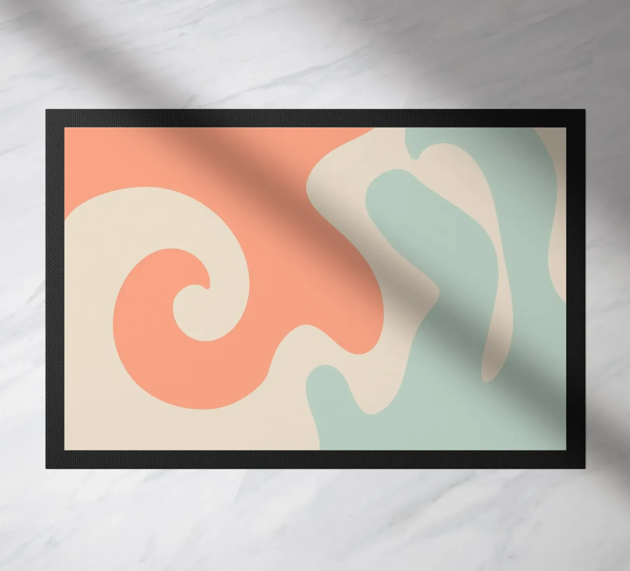 Forme astratte e moderne - corallo, blu, crema zerbino da Wackapacka