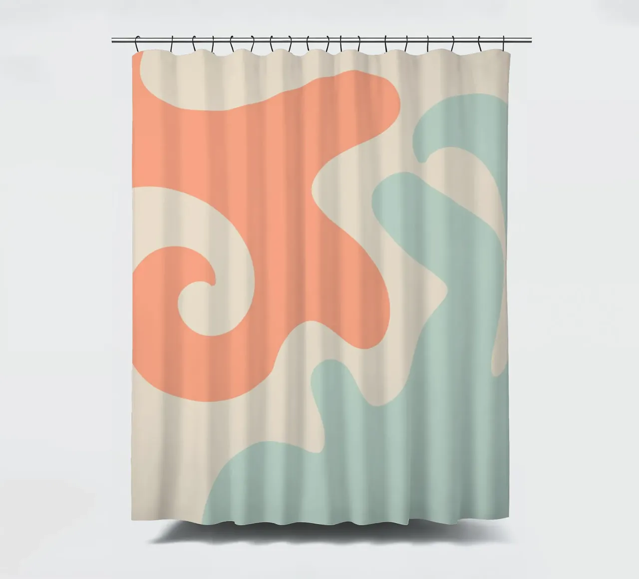 Abstract modern shapes - coral, blue, cream shower curtain by Wackapacka