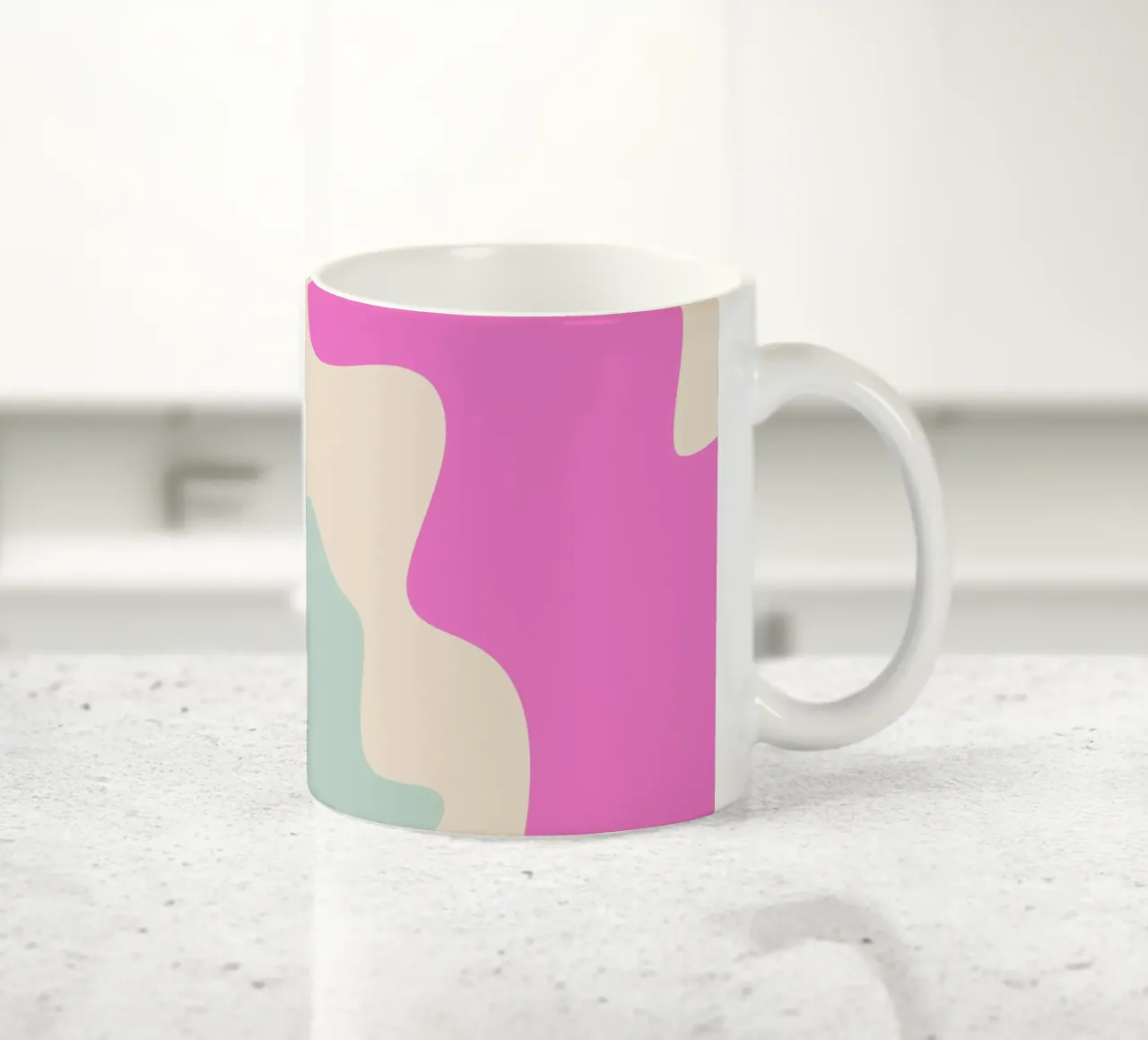 Forme astratte e moderne - rosa, blu, crema tazza in ceramica da Wackapacka