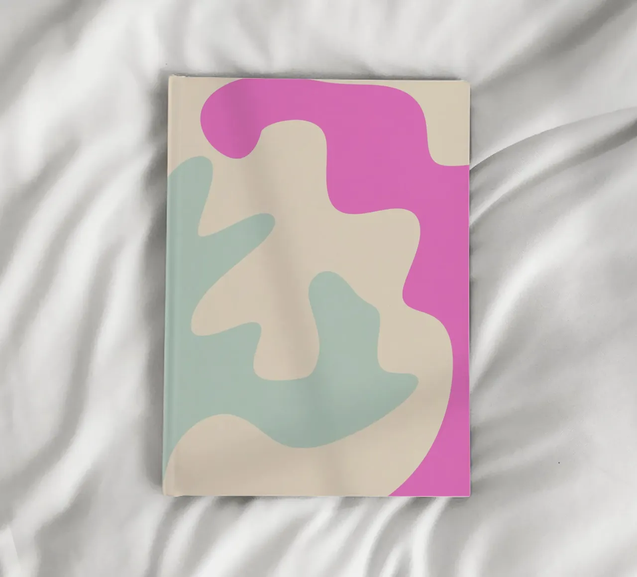 Abstract modern shapes - pink, blue, cream notebook by Wackapacka