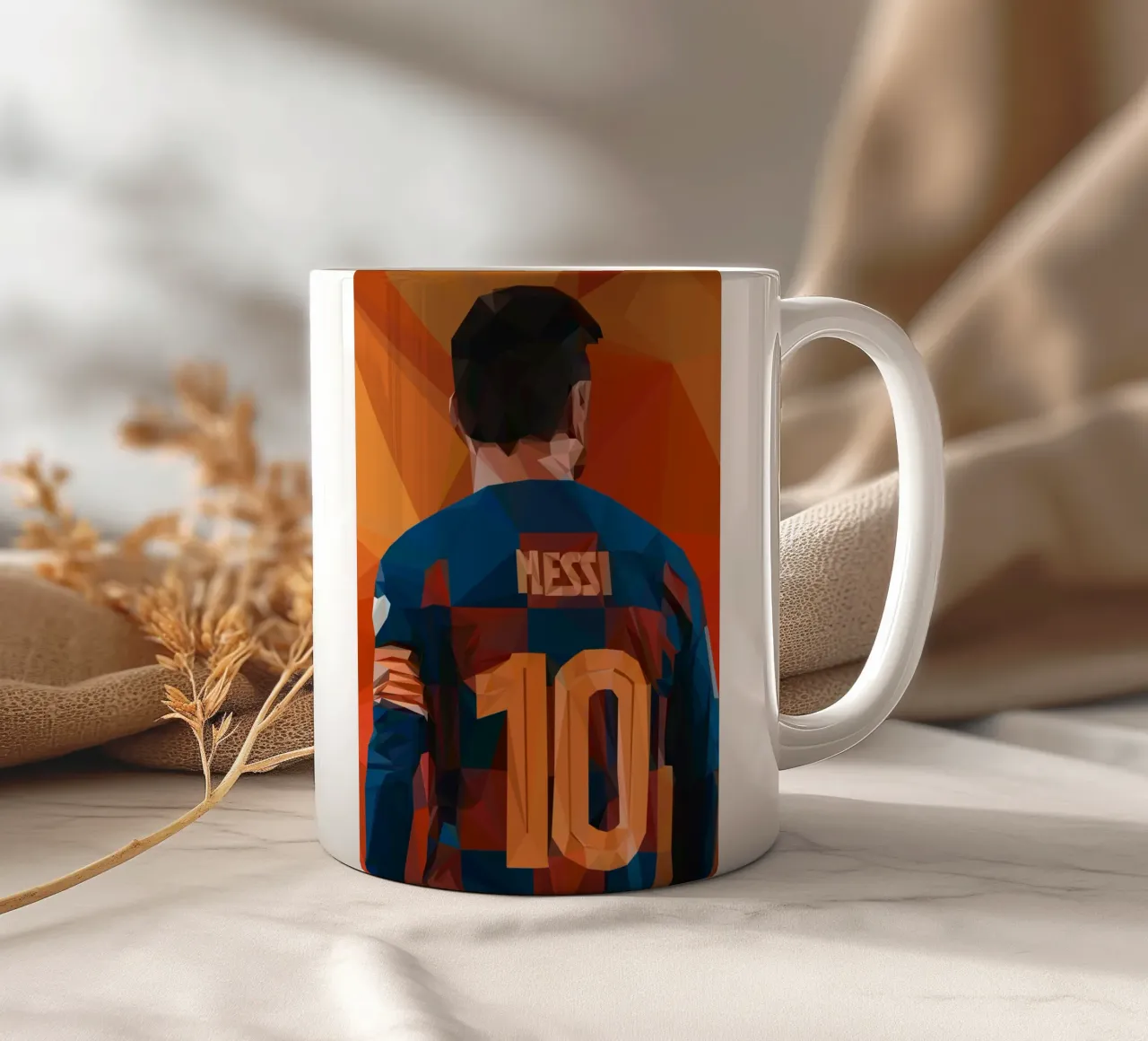 Messi football Player tazza in ceramica da Low poly art