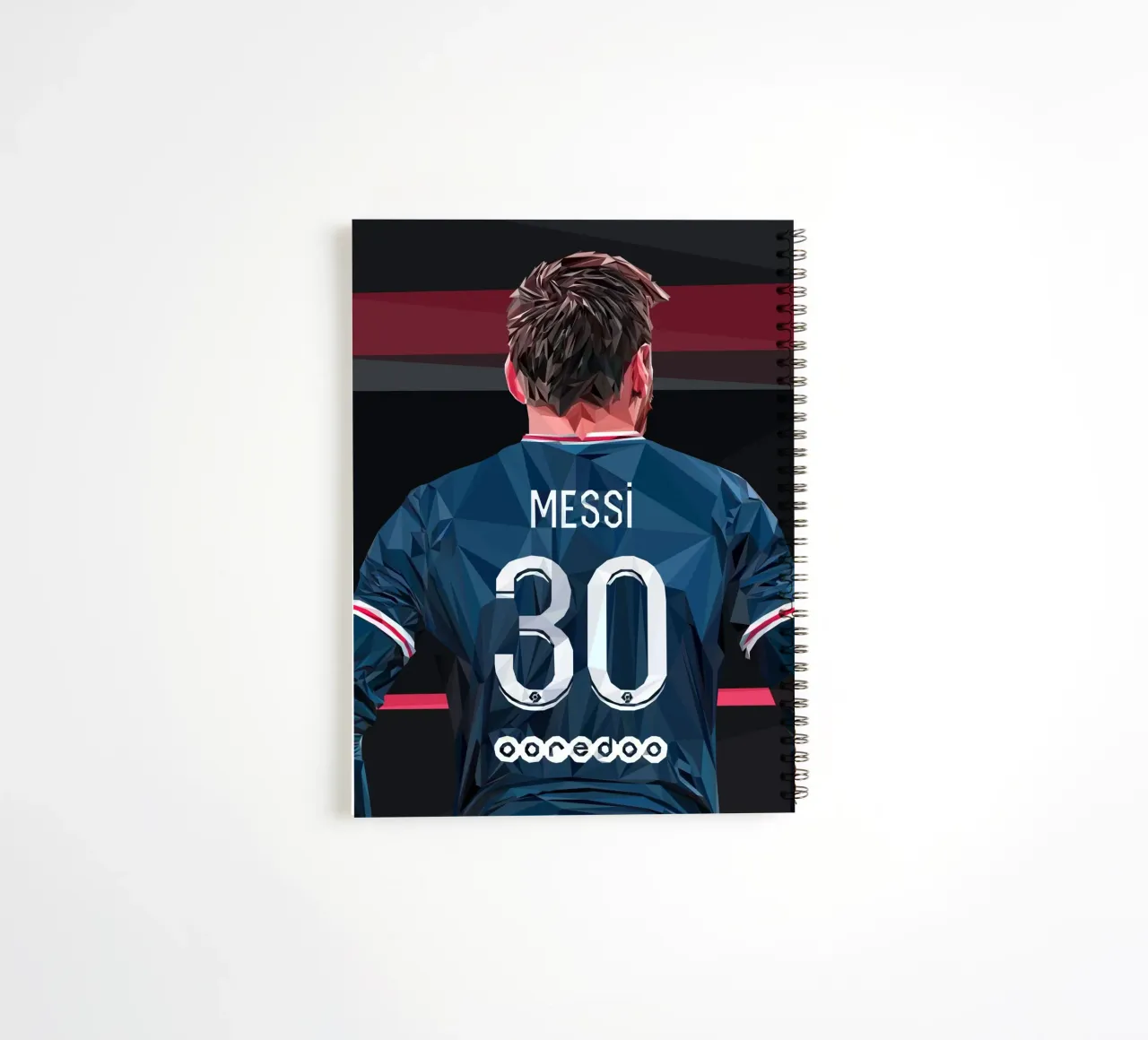 Messi the football player spiral notebook by Low poly art