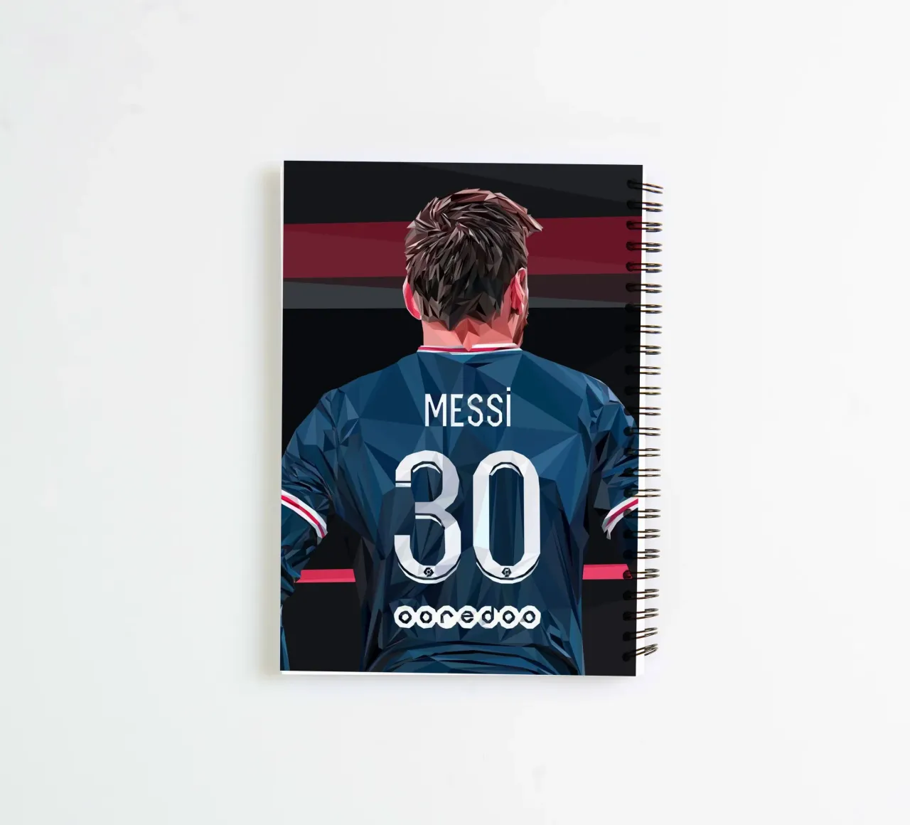 Messi the football player spiral notebook by Low poly art