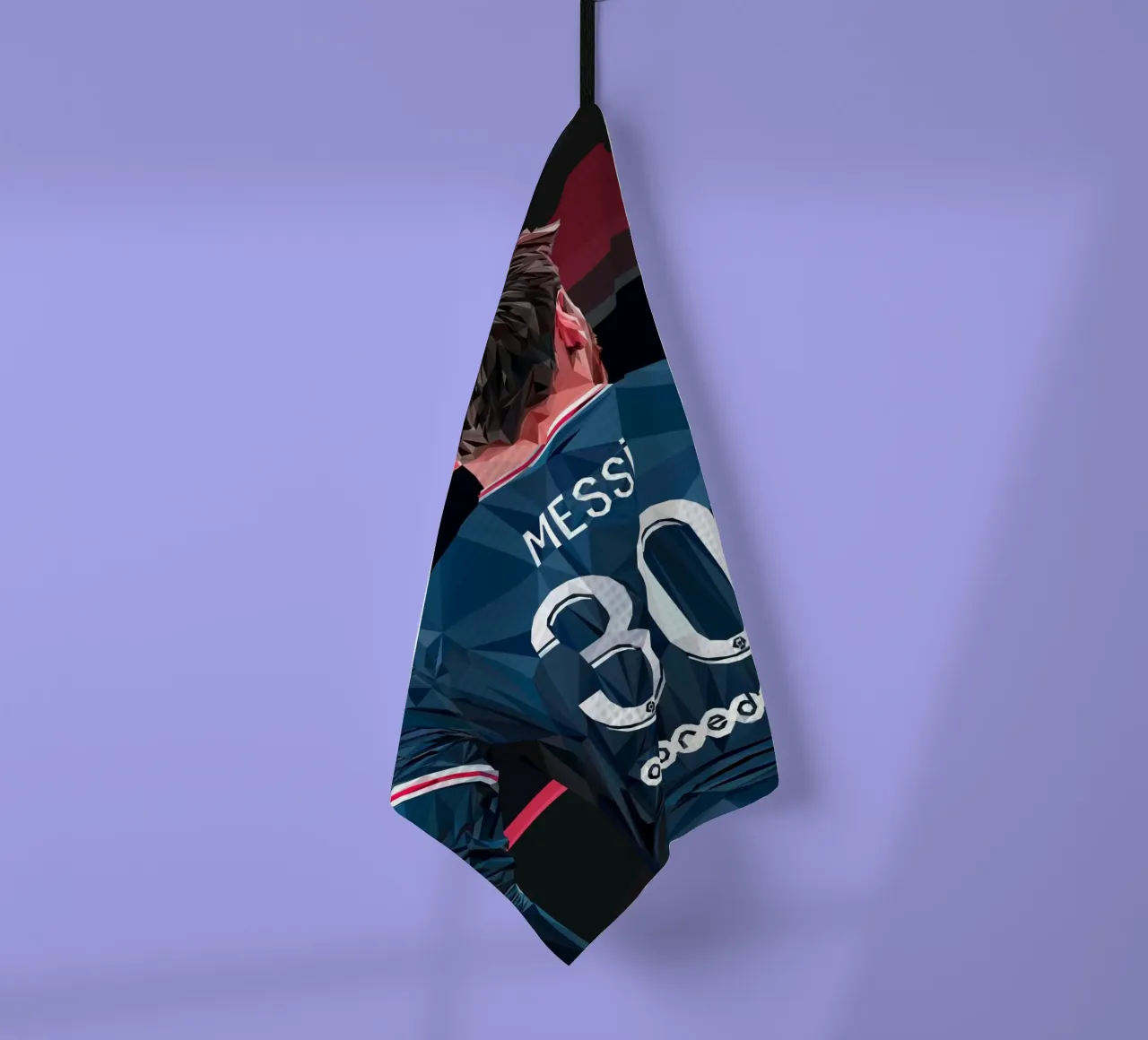 Messi the football player canovaccio da cucina da Low poly art